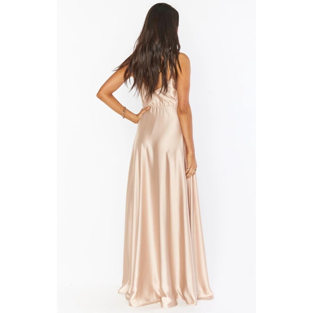 Show Me Your Mumu Faith Maxi Dress Champagne Luxe Satin XS - Picture 2 of 3